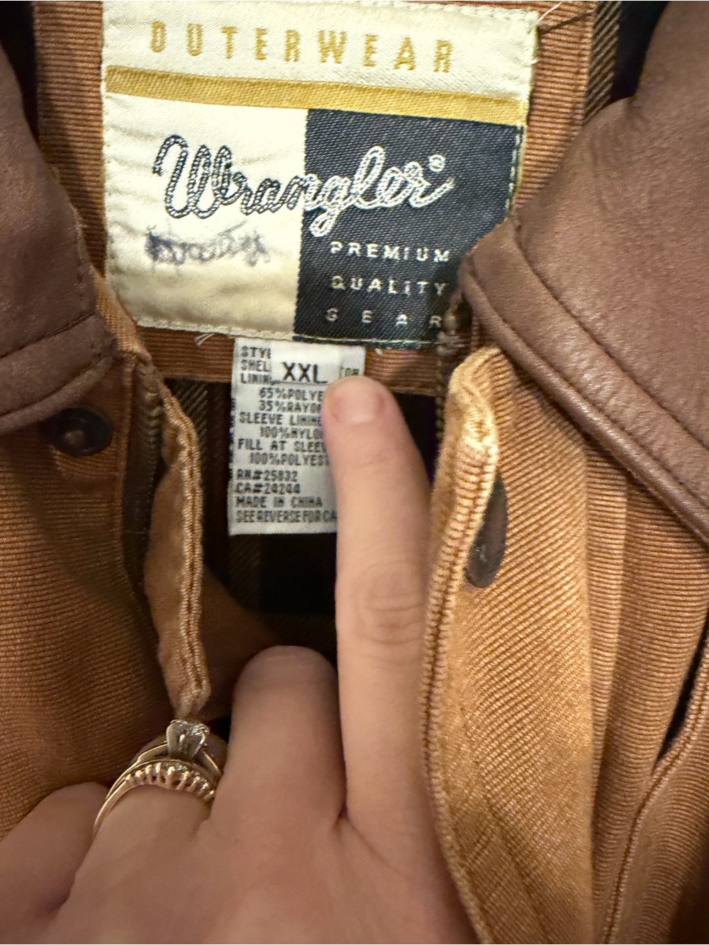 Vintage Wrangler Brown Canvas Field Jacket with Dark Collar - Picture 4 of 8
